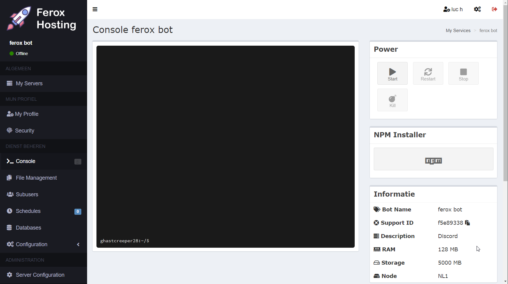 Discord bot paneel