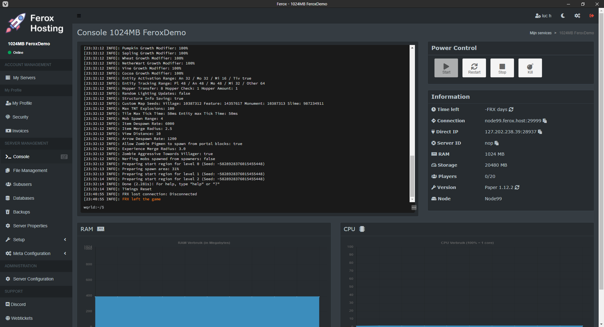 Gebruiksvriendelijke interface voor jouw Minecraft server met darkmode!