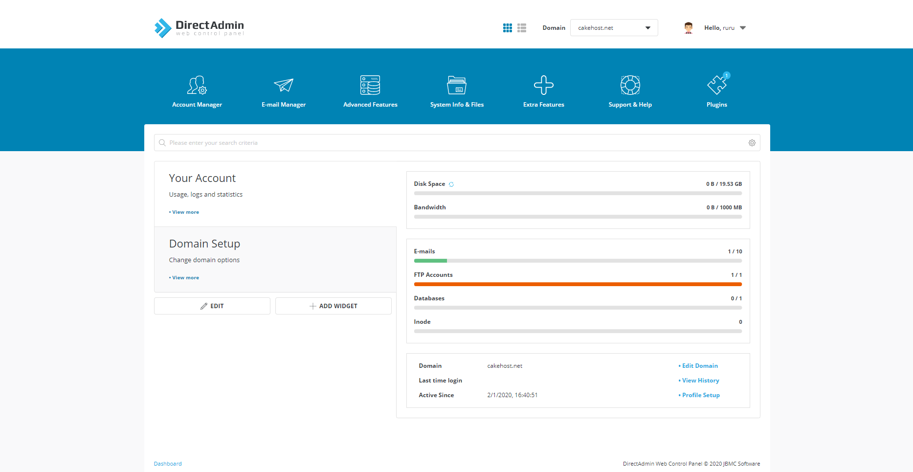 Web paneel directadmin